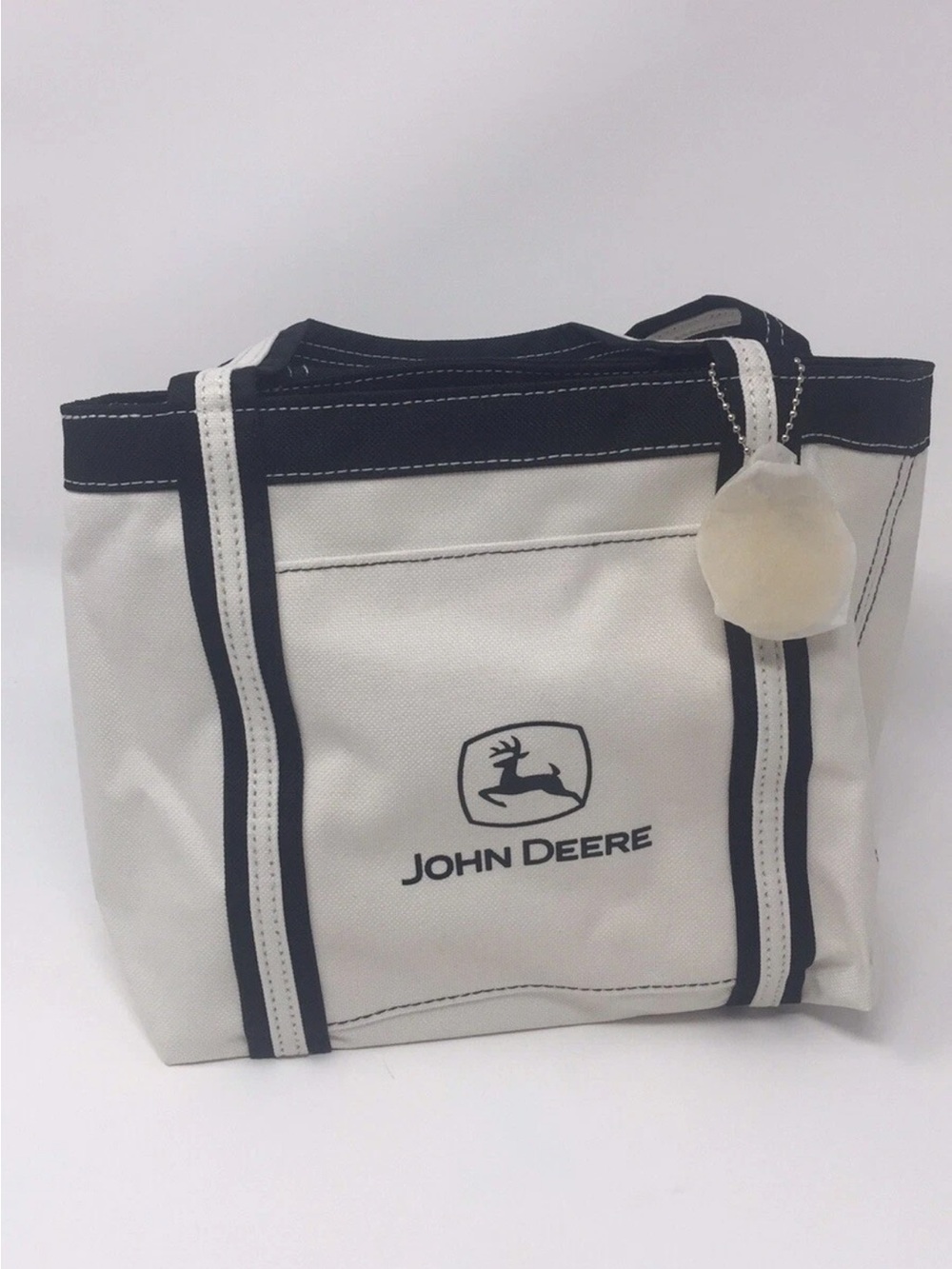 NWT Mini John Deere canvas tote bag ivory black boat tote